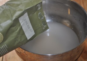 Pour flour into your yeasty water