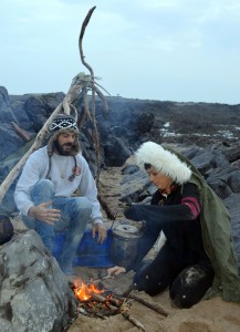 Abz on the Farm -learning how to build a fire from scratch. (C) Tin Can Island