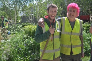 Alan Gardner and one of his team at Chelsea Flower show 2015